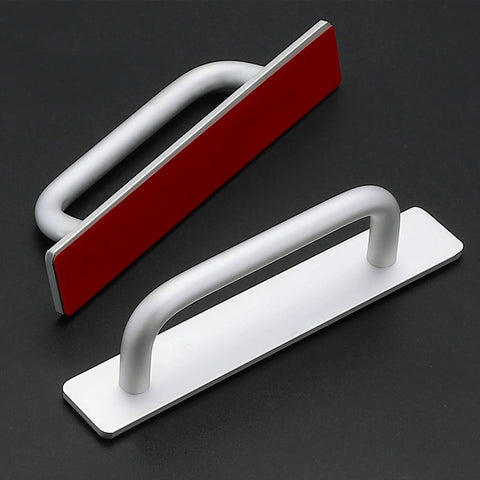 Two Pack 5.83 Inch Adhesive Cabinet Handles Self Stick Instant Install Drawer Pulls For Sliding Wardrobe Closet Screen Doors No Drill Easy Peel And Stick Durable Zinc Alloy Construction Silver Finish