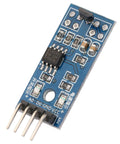 Close-up of a Hall effect sensor module showing components on a blue circuit board, part of Five Pack Hall Effect Sensor Switch Modules kit.