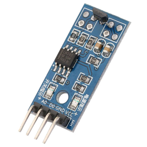 Close-up of a Hall effect sensor module showing components on a blue circuit board, part of Five Pack Hall Effect Sensor Switch Modules kit.