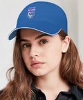 Women's Breathable Sports Hat Blue Cap With Front Artwork, Lightweight Soft Comfort Fit For Running, Hiking, And Everyday Wear.