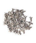 Premium 18-8 304 Stainless Steel Wood Screws 200 Pack Flat Head Phillips self-tapping fasteners scattered on a white background.