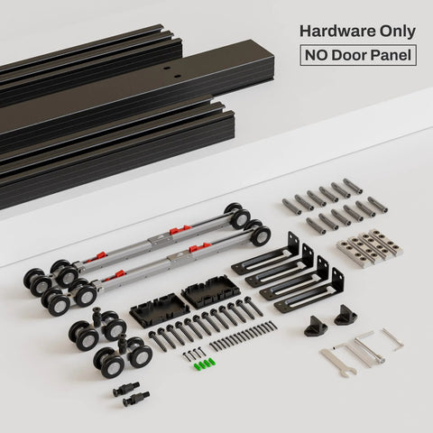 72 Inch Bypass Sliding Closet Door Hardware Track Kit In Heavy Duty Aluminum With Soft Close For Barn Doors components
