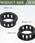 Round Cable Snap Bushing Grommets Pack Of 20, 1 Inch Black Snap In Protectors dimensions illustration