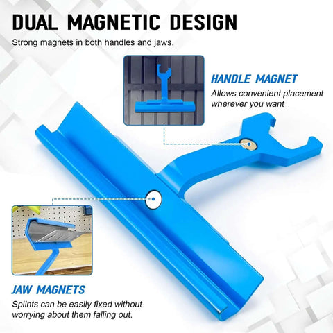 Dual magnetic design of PPC and PPF Clip Cleat Tool for ductwork, blue handle and jaws showing magnet placement for HVAC efficiency.