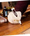 Applying 6 Piece Wood Furniture Repair Markers Set For Concealing Scratches And Worn Edges On Wood Surfaces Quick Dry Coloring Pens