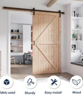 48 Inch By 84 Inch Wood Barn Door With 8 Foot Hardware Kit Included K Shape Solid Spruce Panel Ready To Assemble For Interior Use Rustic Farmhouse Sliding Door With Durable Build And Dope Sound Insulation