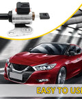 Keep Your Daily Cruiser Rolling Smooth As Butter With This Premium CVT Transmission Stepper Motor For Nissan Murano Altima Maxima 2003 To 2024 3.5L Fits Tight And Replaces Oe Ref0f09a Ref0f09b Jf010e Jf009e Fo Sho Zero Lag, showcasing the CVT stepper motor with a car in motion.