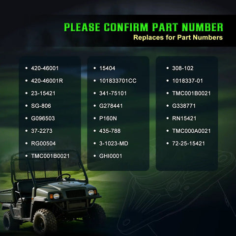 Replacement part numbers list for Starter Generator Replacement For Club Car Golf Carts EZ GO Toro Kawasaki Engines