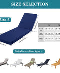 Infographic of Navy Patio Must Have Chaise Lounge Cushion For Outdoor Furniture Weatherproof Waterproof Fade And Tear Resistant Deck Chair Cushions