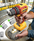 Person holding Cordless Brushless Drill And Impact Driver Combo Kit For 20V Battery Tool Only High Torque Power Tool Set