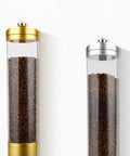 Rugged Gold Coffee Bean Dispenser Jar With Airtight Lid For Kitchen Counter Setup, clear glass, storing coffee beans.