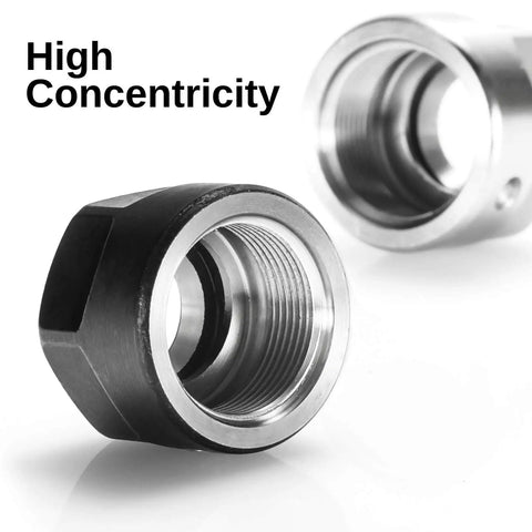 Close-up of ER11-A Collet Clamping Nut Set With Dynamic Balance Holes For CNC Milling Lathe Holders, showcasing high concentricity.