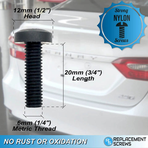 M6 Nylon License Plate Screws Set Of Four Black Plastic Bolts 20mm Long For Thick Frames Built To Last Compatible With Toyota
