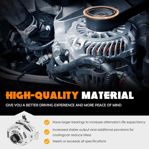 Beefy 90 Amp Car Alternator Replacement For 2004 2009 2.0L 2.3L L4 Mazda 3 And 2006 2007 2.3L Mazda 5 NA Not Turbo Drop In 12V CW Rotation ER Regulated Fan S6 Pulley Replaces AMT0144 A3TG1391A A3TG4791 installed in engine bay