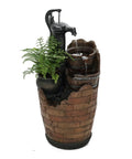 Outdoor Cascading Water Fountain With Pump Included For A Chill Backyard Oasis, Durable Polyresin And Fiberglass Garden Feature, 1.71 Gallon Water Capacity, Measures 14.6 Inch Long By 14.6 Inch Wide By 30.3 Inch Tall, Weighs 17.6 Lbs. with faux brick and fern detail