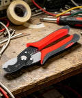 Beast Mode 8 Inch Wire Strippers And Cable Cutter Tool For Electricians Pro Grade 65 Mn Steel Blade Delivers Clean Fast Wire Strips And Easy Maintenance Jobs on workbench