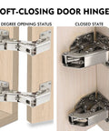 2 Pack 170 Degree Hidden Cabinet Hinges With Hydraulic Adjustable Surface Mount Concealed For Frameless Doors Self Closing