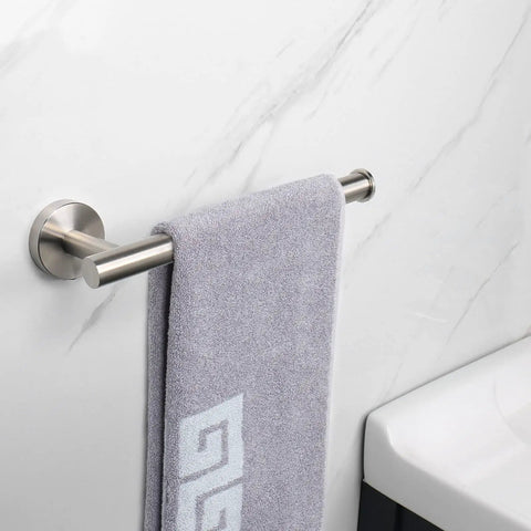 Rustproof 9 Inch Stainless Steel Towel Bar For Bathroom Wall Mounted Hand Towel Holder Ring Beefed Up Thick Design Brushed Nickel Contemporary Bath Accessory Easy Drill In Install Durable SUS304 on marble wall