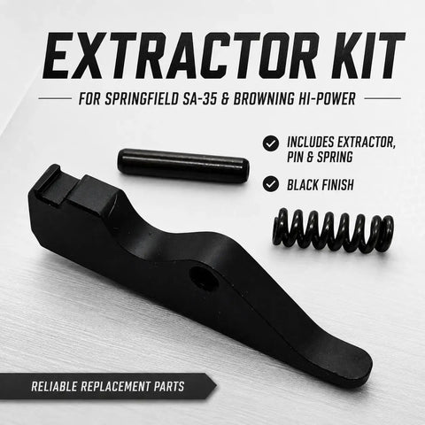 3 Piece Replacement Kit For SA-35 Pistol With Extractor, Spring, And Pin - OEM Style Parts Set on white background