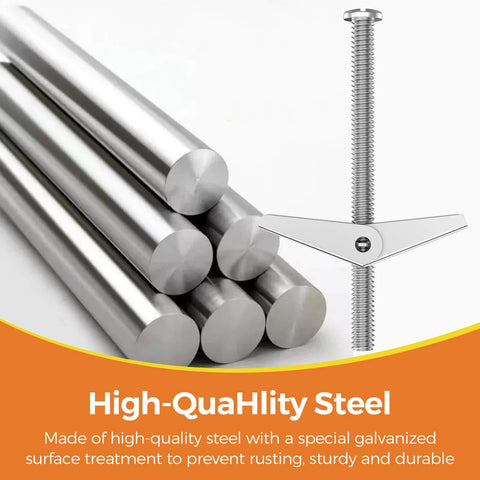 Heavy Duty Drywall Toggle Bolt Set With 34 Piece Pack For Hollow Walls Includes Quarter Inch Screws Up To 150 Lbs Steel Anchors