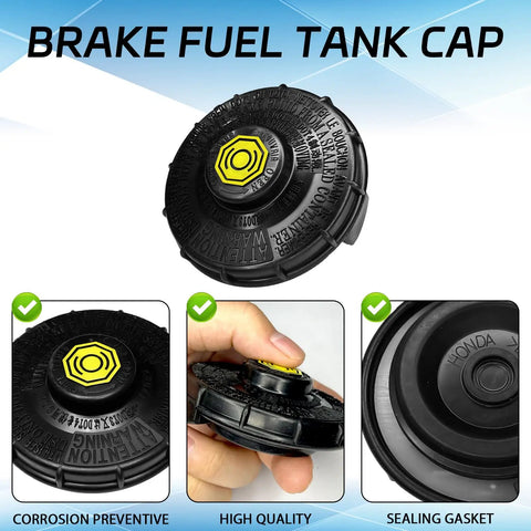 Brake Fluid Cap Replacement For Honda Cars Including Accord Civic S2000 Fit HRV CRV Hybrid CRZ Element And More Plug And Play Master Cylinder Fluid Reservoir Cap Fits Most Generations, top view