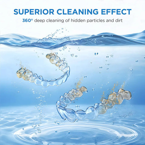 At Home 45kHz Ultrasonic Retainer Cleaner With Digital Timer And 200ml Tank No Fuss Deep Clean For Dentures Aligners Mouth Guards Night Guards Braces Toothbrush Heads And Jewelry Pink, aligners in water