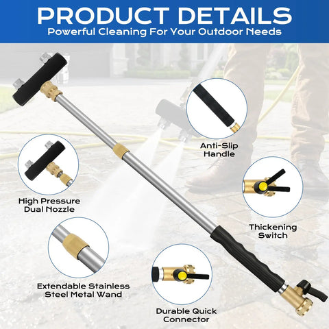 Extendable Power Washer Wand Kit With Dual Nozzles And Two Spray Jets, Beast Mode High Pressure Hose Nozzle features and details