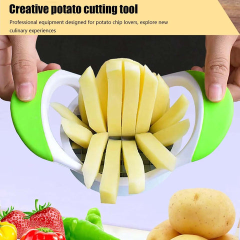 Crinkle cutter set with green-handled and stainless steel wavy blades; 3-piece kitchen tool set