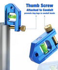 Built Like A Tank 2.5 Inch Magnetic Torpedo Level Featuring Thumb Screw Mount For Conduit Bending on a conduit.