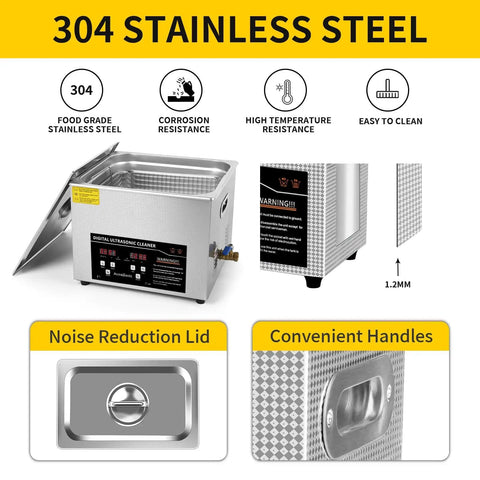 Ultrasonic Cleaning Machine 15L Digital Parts Cleaner With Timer 40kHz Pro Grade Stainless Steel 304 showing convenience features