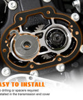 Power Clutch Lever Kit With Reduced Effort Easy Pull For Harley Big Twin 1987 And Up viewed from the transmission side