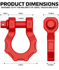 Beefy Heavy Duty 80000 Lb Break Strength D Ring Shackles 3/4 Inch Clevis Shackles With 7/8 Inch Pin dimensions in red