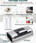 Heavy Duty Vacuum Sealer Machine With Eight In One Functions accessories including hoses, bag rolls, and instructions