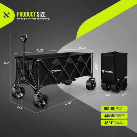 Product dimensions of Extra Large Folding Wagon Cart For Outdoors And All Terrain Hauling Heavy Duty 560 Pound Capacity 48 Inch Long Collapsible Beach Wagon with specifications