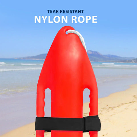 Top Shelf Lifeguard Rescue Can Featuring Secure Three Hole Handle And Sleek Torpedo Shape Rock Solid Waterproof Pool Beach Safety Gear crafted for fast rescues with nylon rope.