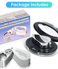 40X Jewelers Loupe Magnifier Pro Grade With LED And UV Illumination, metal folding design with packaging, batteries included