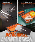 Collapsible Magnetic Parts Organizer Trays with 12 Inch Flexible Magnetic Pickup Tool as mat and storage box