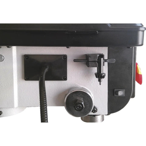 Close-up of control panel on Workhorse Floor Drill Press With Sixteen Speeds, Thirteen Inch Swing, Three Quarter HP, 120V, Five Eighth Inch Chuck