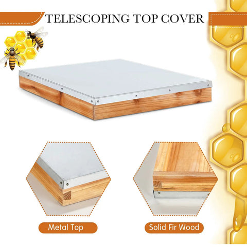 Five Piece Beehive Parts Kit For Beekeeping Gear 10 Frame Hive With Telescoping Top Cover Metal Queen Excluder Inner Cover