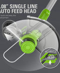 Close-up of 0.08" single line auto feed head of Gutsy Cordless String Trimmer And Lawn Edger With Brushless Motor.