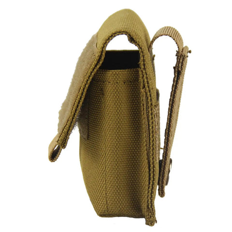 Side view of khaki Outdoor Utility Gear Bag Pouch With Cigarette Holder Case And Belt Clip Hiking And Camping Belt Organizer