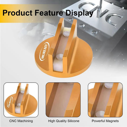 Universal Aluminum Magnetic Jack Pad with 0.4 Inch Weld Slots Pinch Weld Frame Rail Adapter Orange Pad for Cars SUVs Trucks
