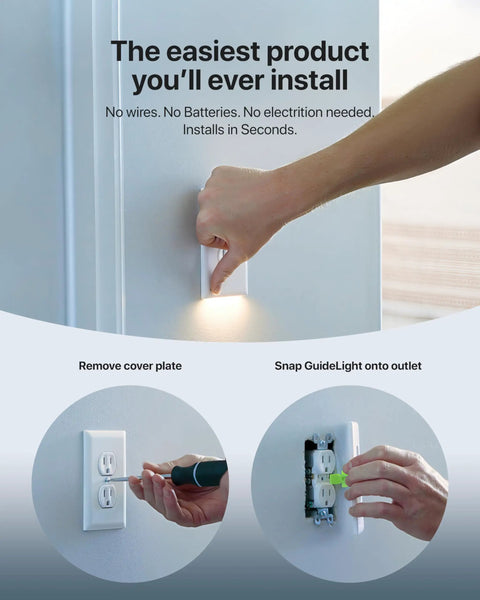 Two Pack GuideLight LED Night Light Wall Plate for Decor Outlets Only With Auto On Off Sensor Easy Install Decorative Outlet Cover