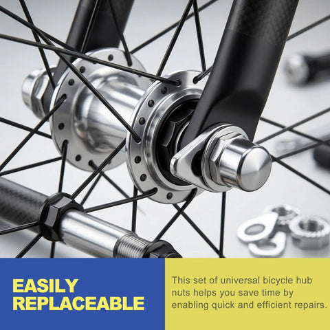 Beefy Universal Bike Axle Nut Kit 24Pcs M8 M9.5 M10 For Mountain Road Ebike And Cruiser Bikes installed on a bicycle hub