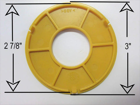 No Sweat Router Table Insert Rings 3 Inch Outside Diameter for Classic Shop Tables, yellow, showing size dimensions on a white background.