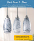 Modern Hand Blown Gray Marble Glass Pendant Light For Kitchen Island With Brushed Nickel Finish showcases three unique shades.