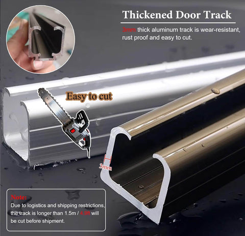 3mm aluminum track for Soft Close Pocket Door Hardware With Track Kit For Sliding Barn Doors And Closet Doors, easy to cut