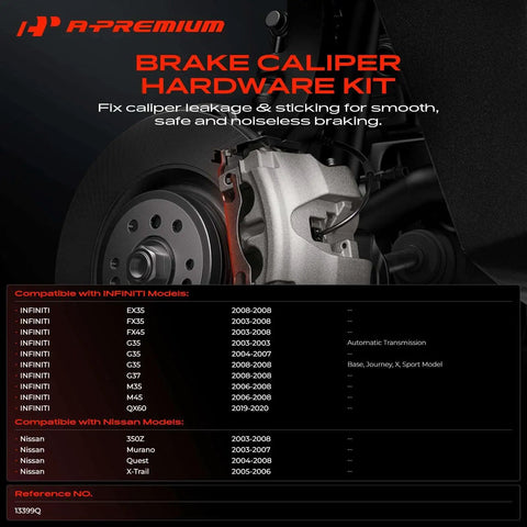Premium Rear Disc Brake Hardware Kit With 4 Shoe Springs And 6 Dust Boots For Nissan Murano Infiniti G35 To Restore Factory Braking Performance And Fix Squeaky Pads. brake caliper hardware kit with rotor
