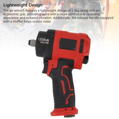 Shop Grade 1/2 Inch Drive Air Impact Wrench With Dead Nut Quiet Exhaust And Ergonomic Handle Lightweight Pneumatic Changer side view with ergonomic grip