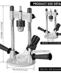 Pro Grade Drill Guide Attachment For Portable Vertical Drill Press Stand With Aluminum Alloy Construction, size details shown